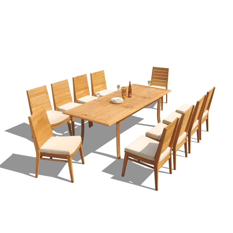 Outdoor 11 - Piece Teak Dining Set