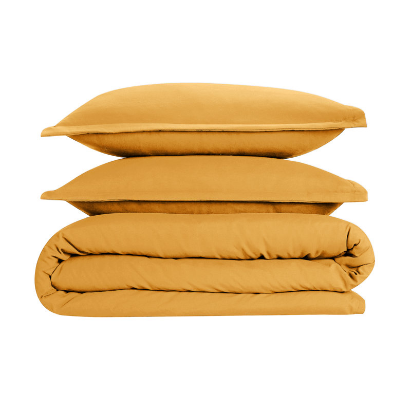 Kamiaya Plain Microfibre 200TC Reversible Duvet Cover Set, Double Duvet Cover + 2 Pillowcases, Ochre
