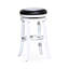 Tabouret de bar 30 po blanc avec siège en cuir noir, bois franc, tabouret tournant à 360 degrés, cuir, structure en bois franc, fauteuil pivotant à 360 degrés-1139238639