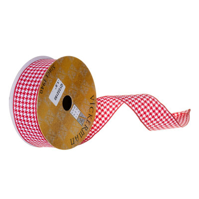 1.5" x 10 Yard Houndstooth Wired Ribbon.