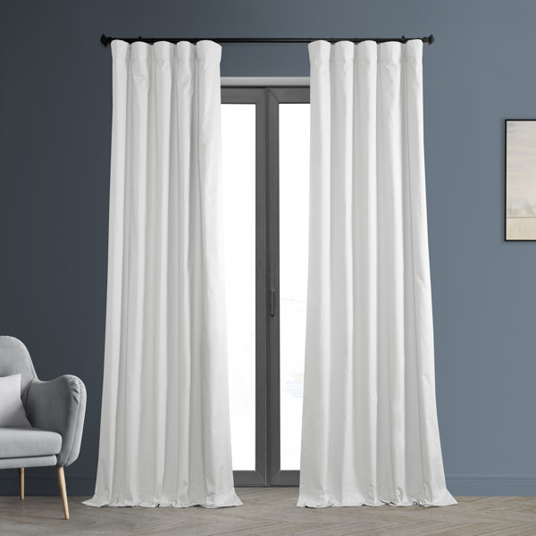Velvet Room Darkening Dual Header Polyester Window Drapery Curtain Panel -  52-inch W x 108-inch L in Beige