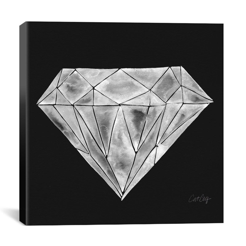 "diamond artprint" par cat coquillette, reproduction d’art sur toile tendue en gris, H 18 po x l 18 po x P 1,5 po
