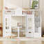 Lit superposé simple au dessus d'un lit simple avec table à langer, lit superposé se transformant en lit supérieur et bureau en duvet-1503256548
