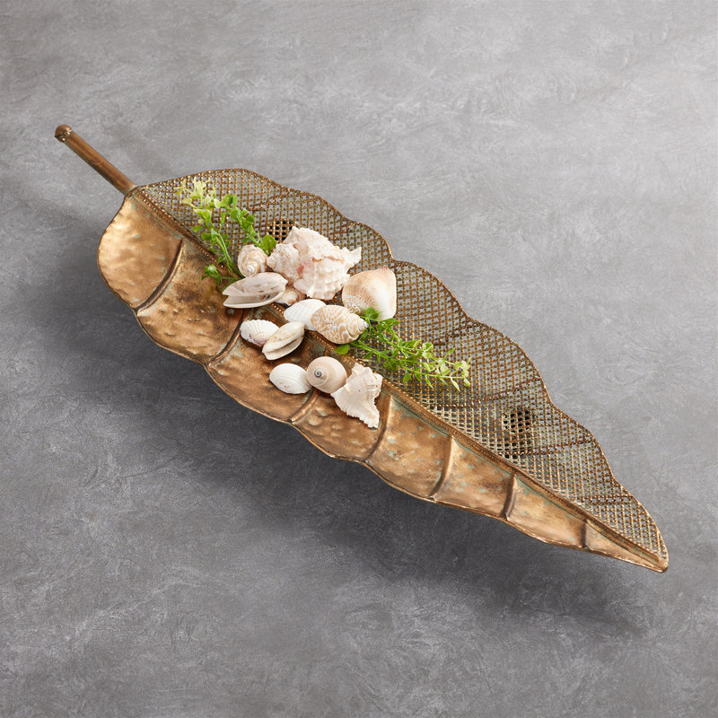 Distressed Metal Leaf Tray