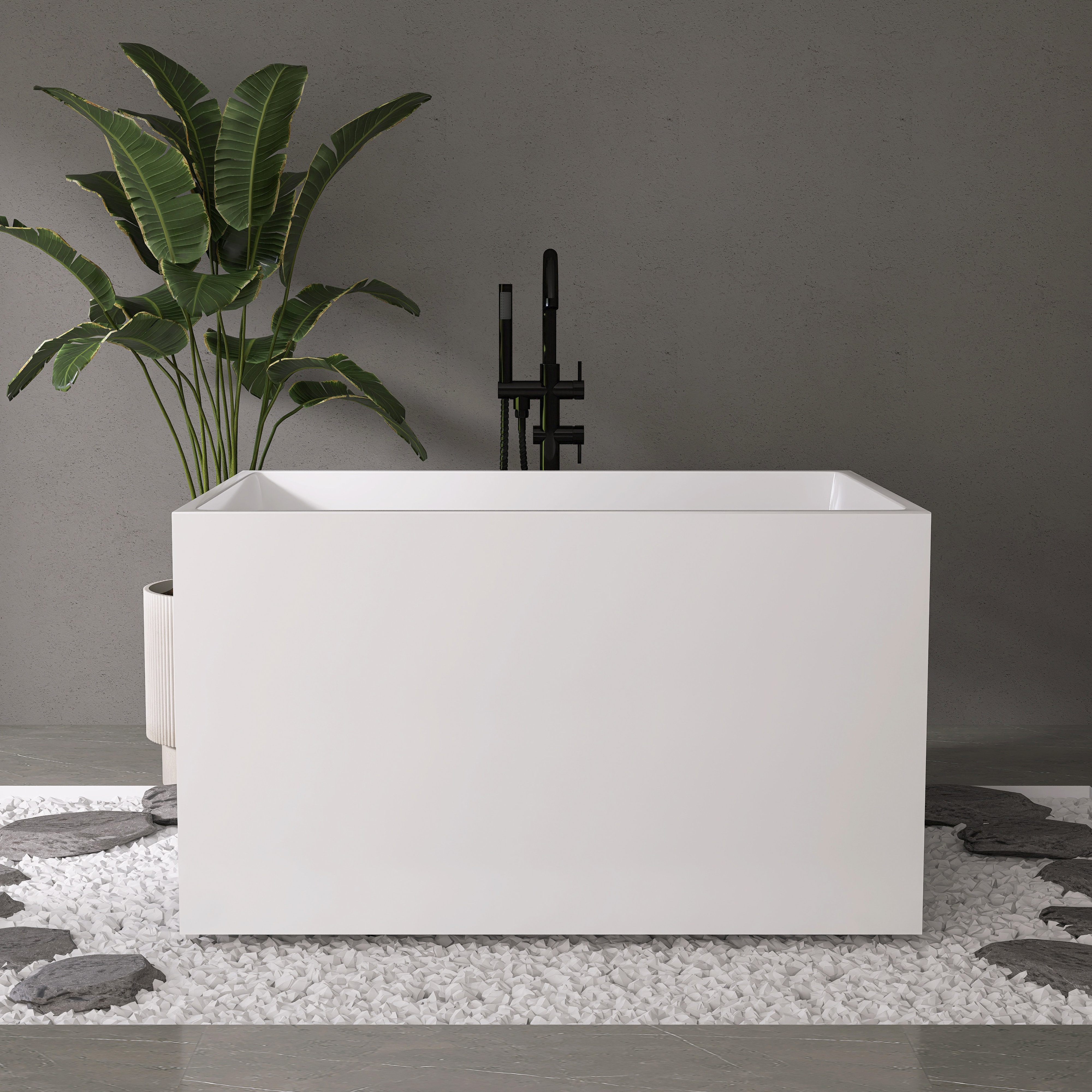 Fslefay 43'' Freestanding Soaking Bathtub Acrylic Freestanding Tub With ...