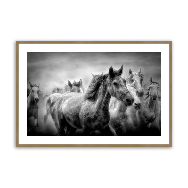 Thundering Hooves Print, Brushed Gold, 9.25" H x 11.25" W