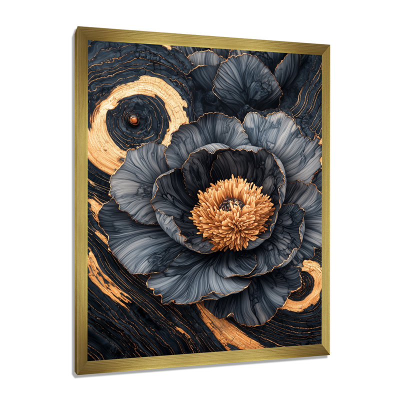 Muheezat - Floral Canvas Art Print, 20" H x 12" W, Single Picture Framed Print, Gold