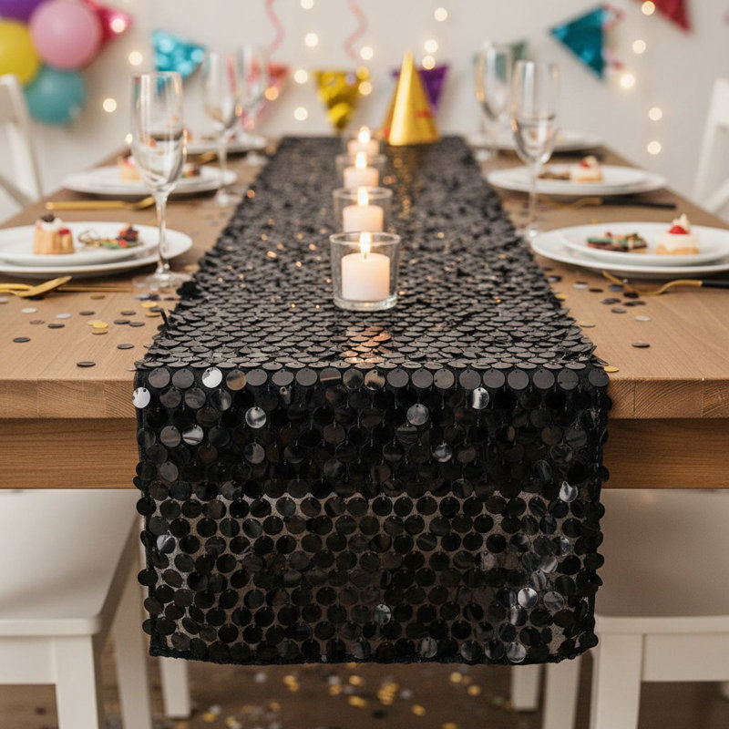 Glitter Sequin Table Runner Lightweight 12X108 Inch Sparkle Table Dinning Linens Table Decor For Holiday Party And Wedding