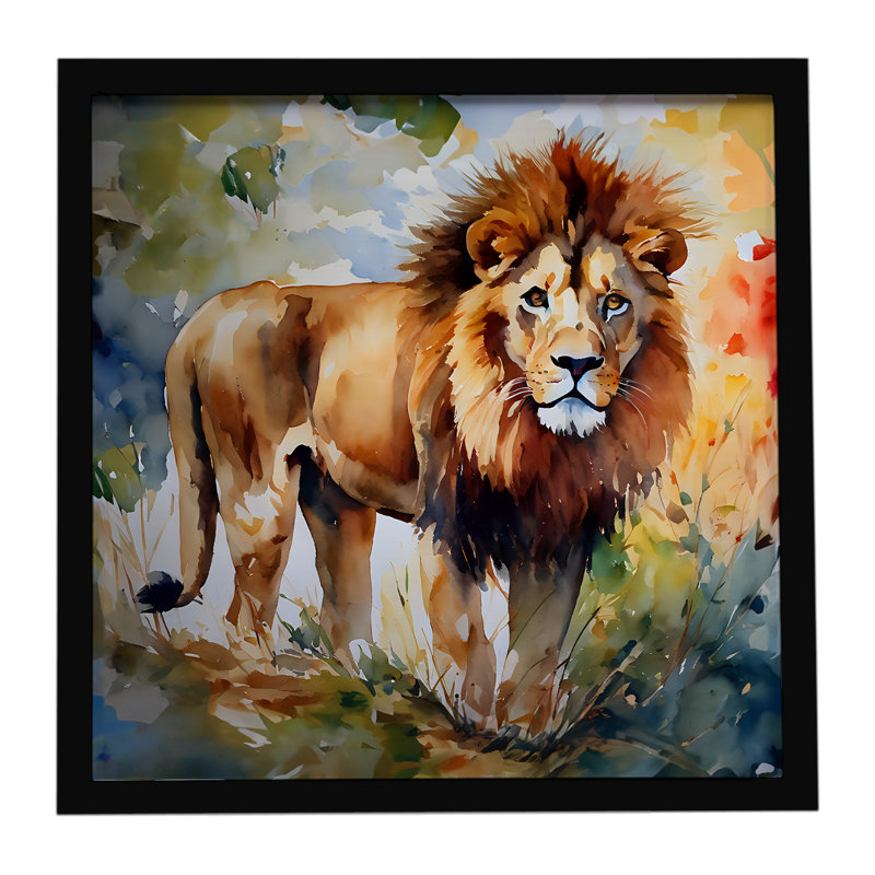 Lion, impression sur métal encadrée