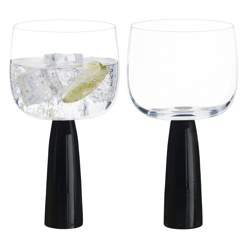 Peri 17 oz. Ensemble de verres à pied en verre, Noir