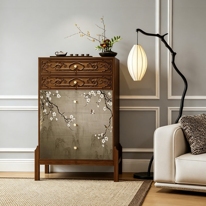 Nouvelle armoire d'entrée en bois massif de style chinois, Brown, Brown, Brown