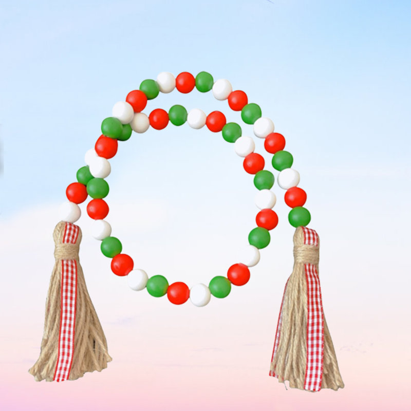 Guirlande Wood Bead, Rouge/blanc/vert