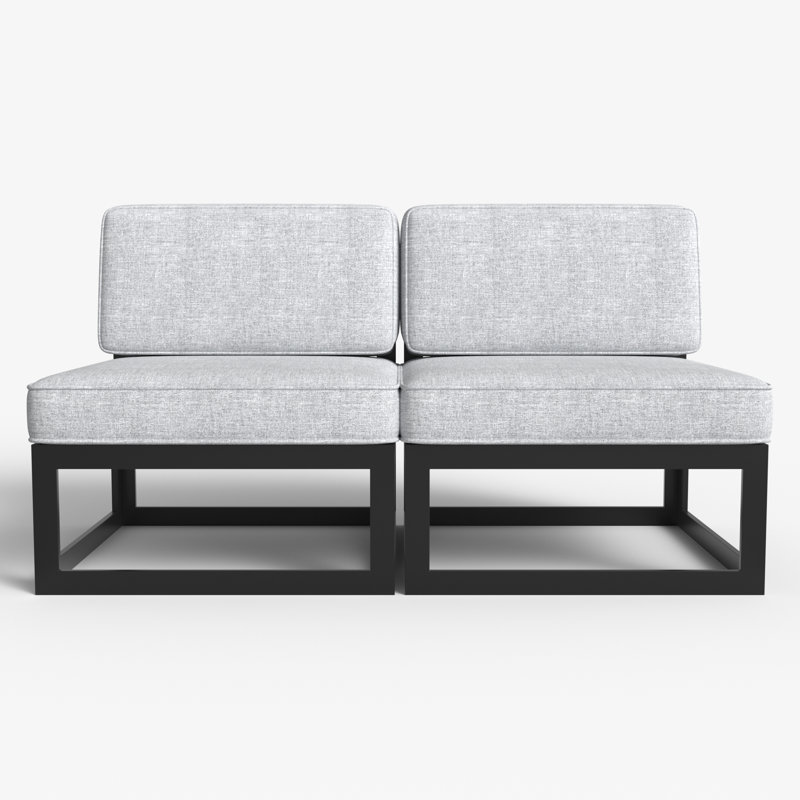 Layinsun Modern Aluminum Outdoor Modular Sectional Single Chairs (set Of 2), Black, Light Gray