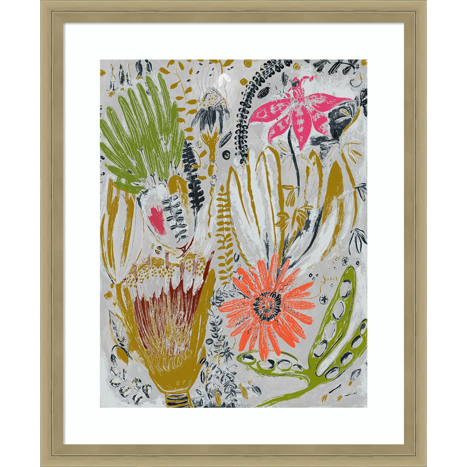 Tropical Blooms by Maya Woods, Brown, 14" W x 17" H