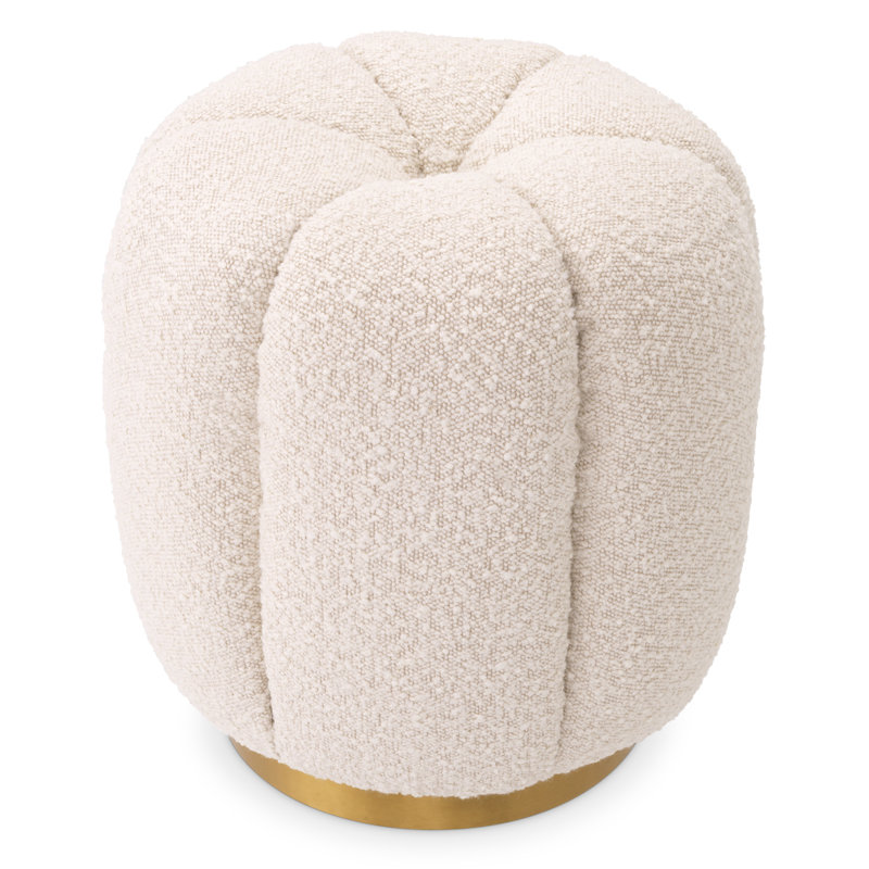 Orchanic Upholstered Ottoman, Bouclé Cream Polyester Blend