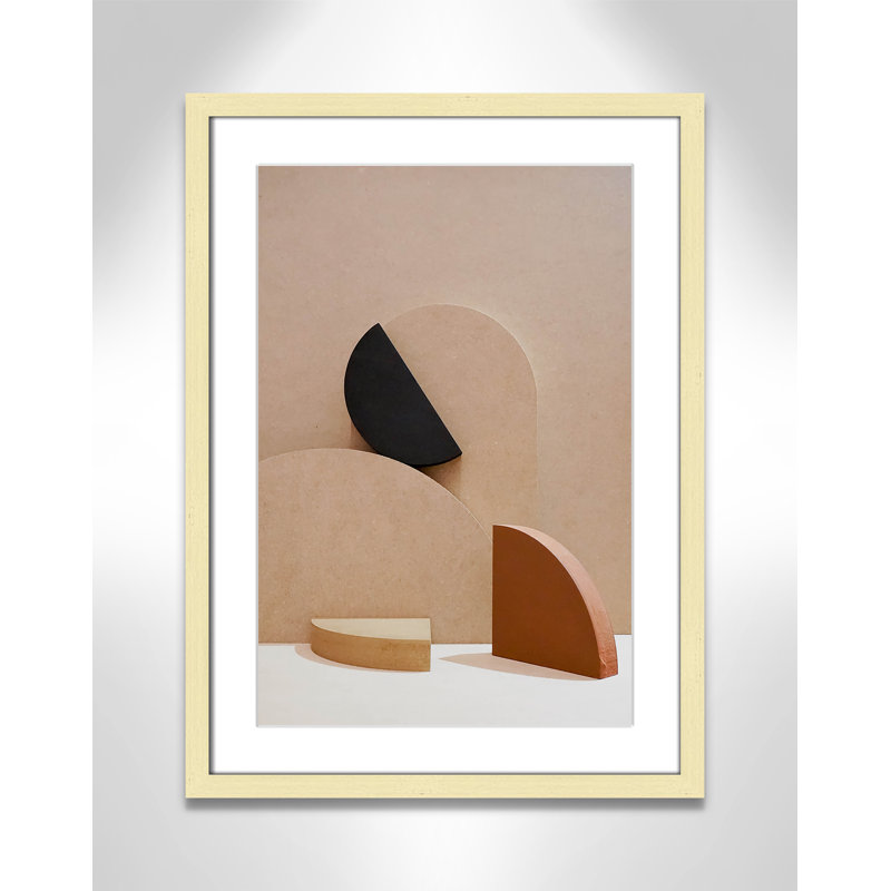 Neutral Harmony dévoilé par Casa Fine Arts, Cadre or en forme de boîte or, H 23 po x l 17 po, Blanc