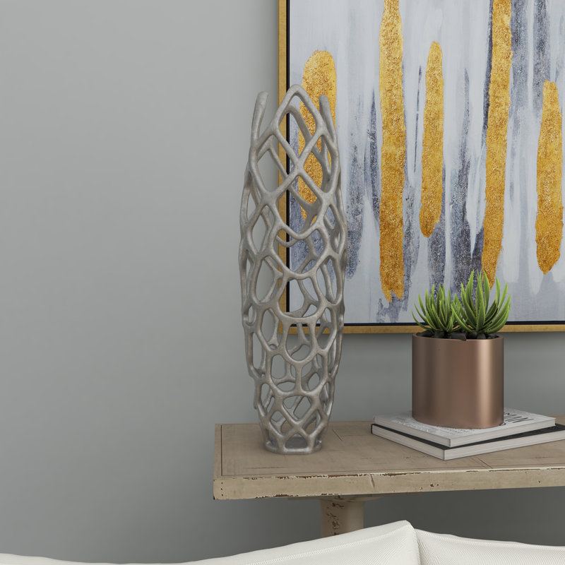 Vase Bodo, Argent, H 26 po x l 8 po x P 8 po