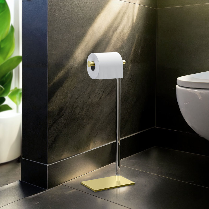Latitude II Free Standing 21.25"H Toilet Paper Holder with Weighted Base | Acrylic Toilet Paper Roll Holder Stand