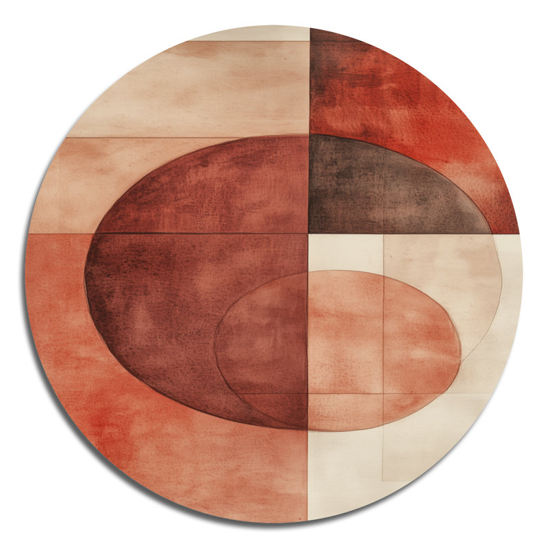 Imoni - Art mural rond moderne transitionnel abstrait en métal, L 23 po x H 23 po