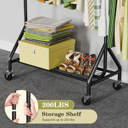 Rebrilliant Heavy-duty Retractable Garment Rack With Shelves, 450 Lb ...