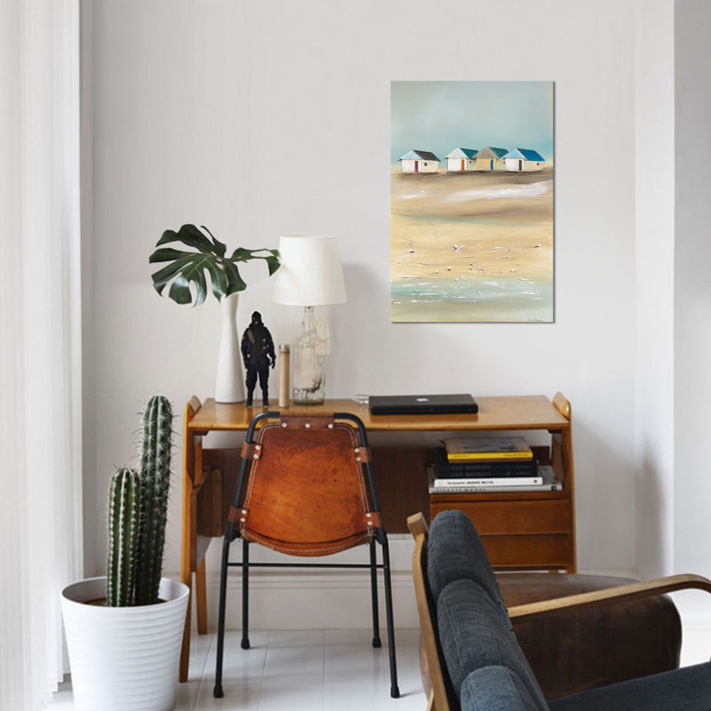 « beach cabanes iv », impression sur toile, H 12 po x l 8 po x P 0,75 po, Toile tendue, Pas de tapis