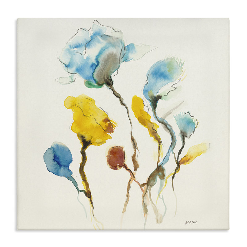 Art moderne sur toile, "Modern Watercolor Blooms" par Patti Mann, H 24 po x l 24 po