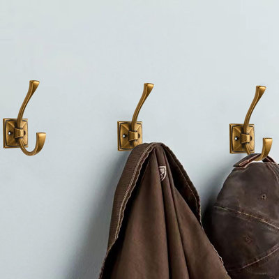 10 Pack Heavy Duty Double Prong Decorative Wall Hooks with Screws for Towels Bags Hats
