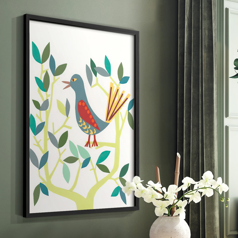 Reproduction encadrée Whitty Bird IV - bois massif, H 28 po x l 22 po, Noir