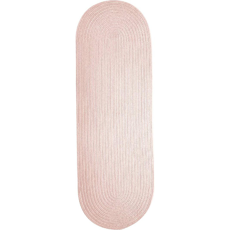 Tapis ovale de couleur unie en polypropylène tressé à la main 2 pi x 6 pi rose rosé, Ovale 2 pi x 6 pi