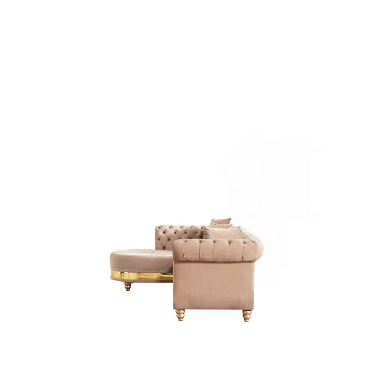 Canapé modulaire capitonné doré, Taupe + doré, Taupe