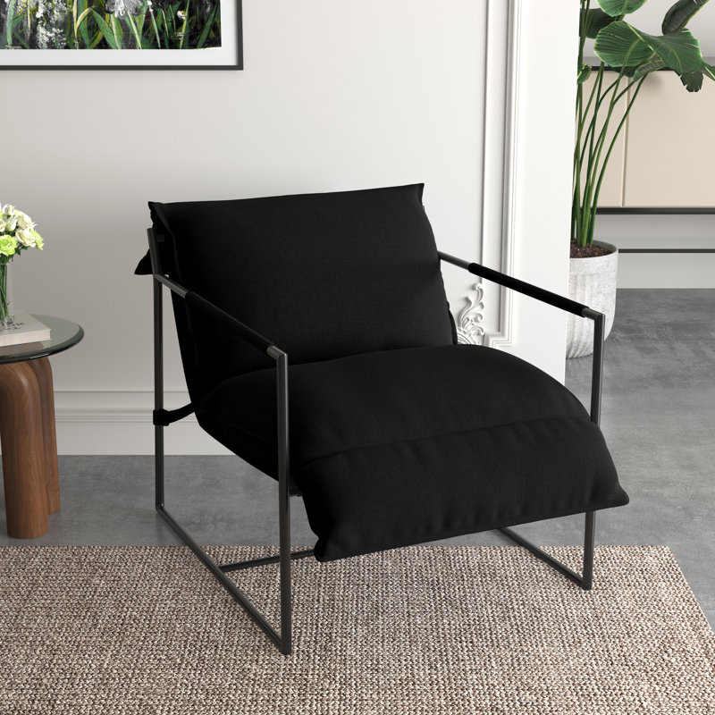 Finnigan 78.2Cm Wide Armchair, Black Polyester Blend/Fabric