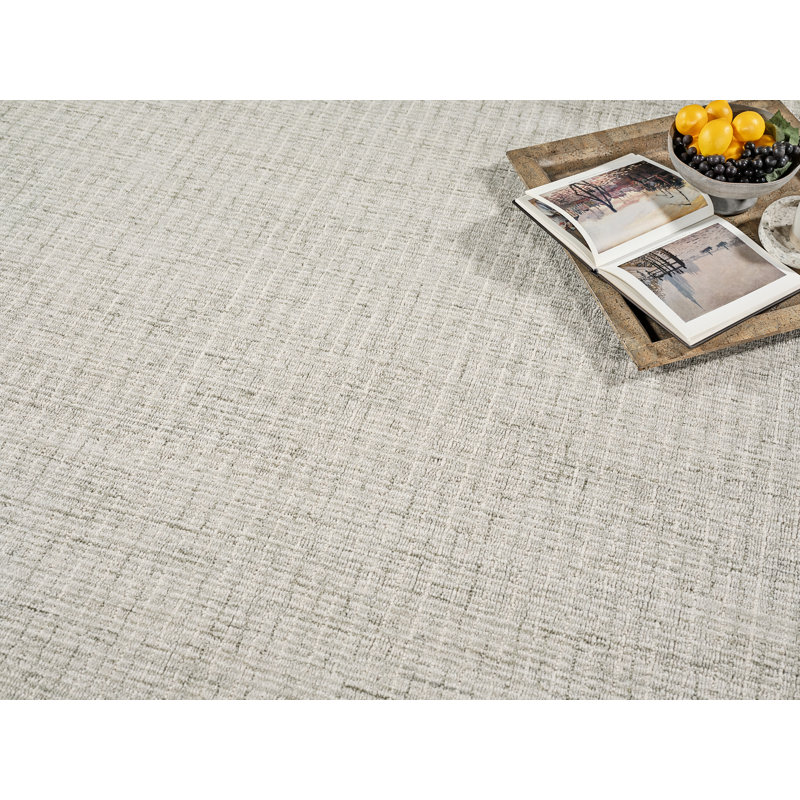 Andora Hand Tufted Striped Area Rug in Sage Green/Ivory, Rectangle 5' x 8'