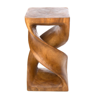 Double Twist Solid Wood Accent Stool