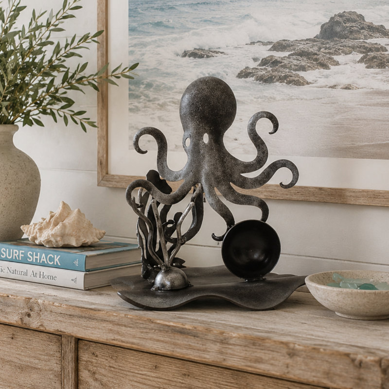 STEEL OCTOPUS TABLE SCULPTURE