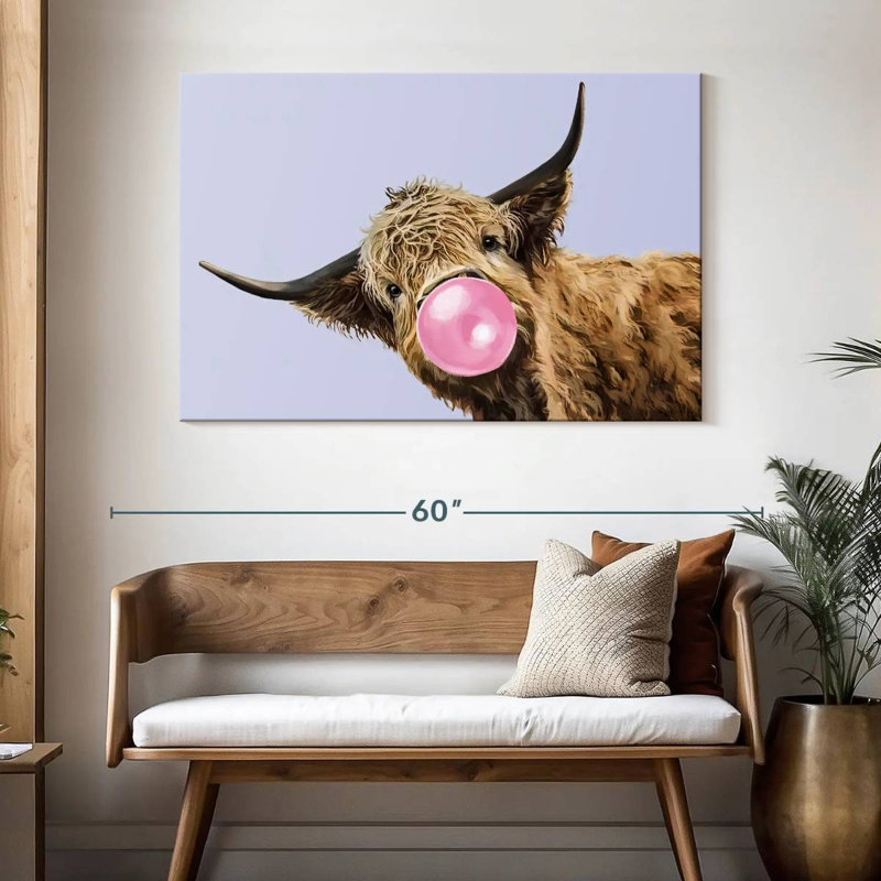 Bubble Gum Highland Cow, H 32 po x l 48 po