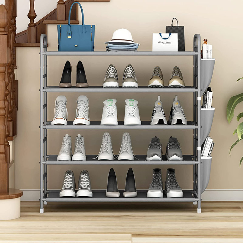20 Pair Stackable Shoe Rack, Gray