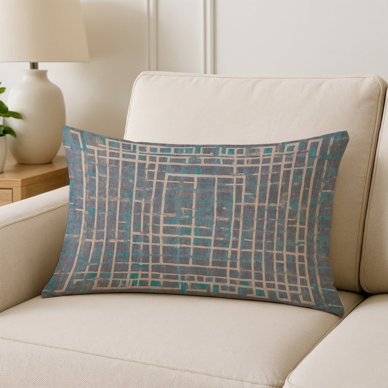 Coussin décoratif intérieur et extérieur Modern, Gris abstrait 32, Rectangle H 18 po x l 25 po