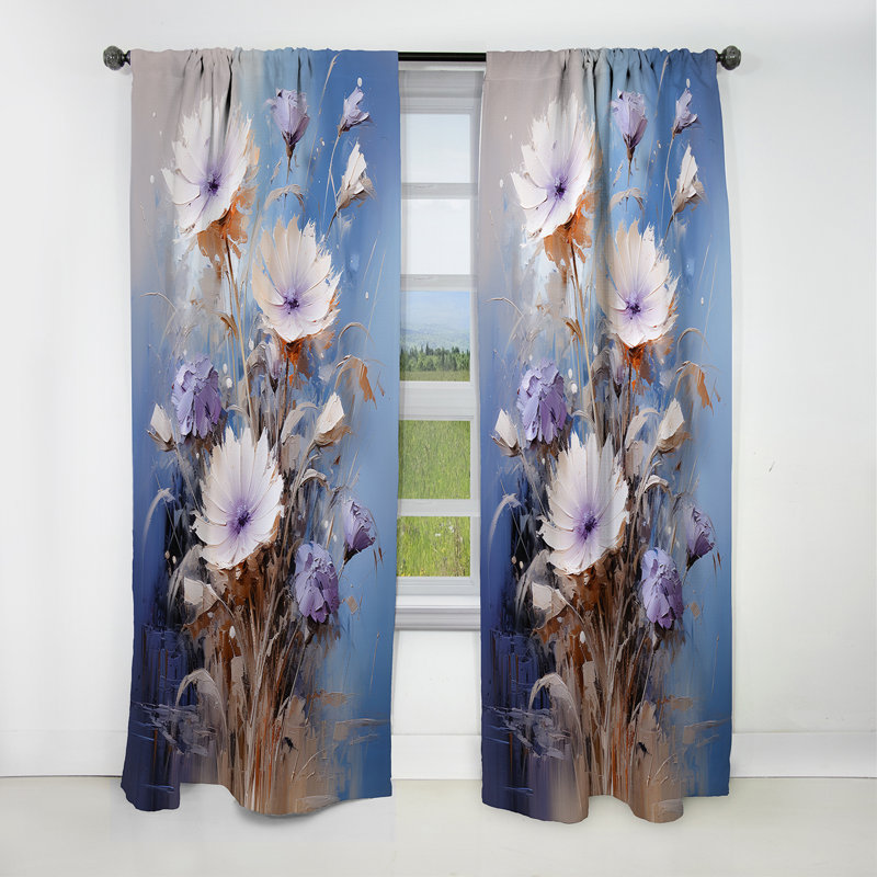 Cornflowers Blue Tones Expression - rideau cornflowers - rideau occultant à motif floral - 1 panneau, L 52 po x L 120 po