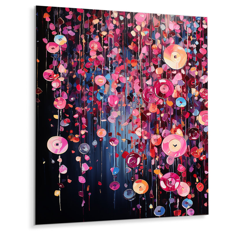Rose et noir, charmantes fleurs printanières - botanique, art mural en métal, H 32 po x l 24 po x P 1 po