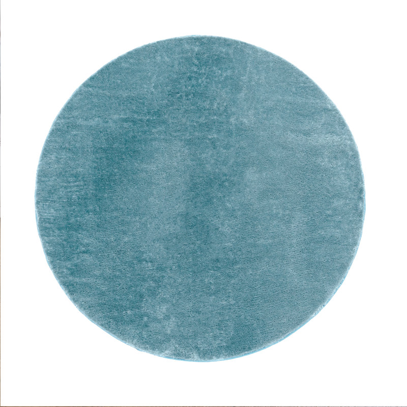 Cretien 100% Polyester Turquoise Outdoor Rug, Round 80cm