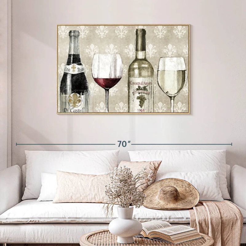 Crayon à vin III, Cadre flottant en bois naturel, 43 po x 29 po