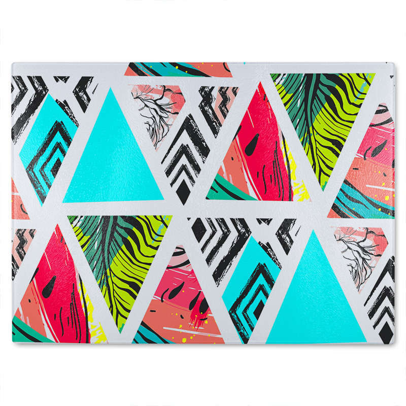 Aztec And Tropical Palm Leaves Glass Chopping Board