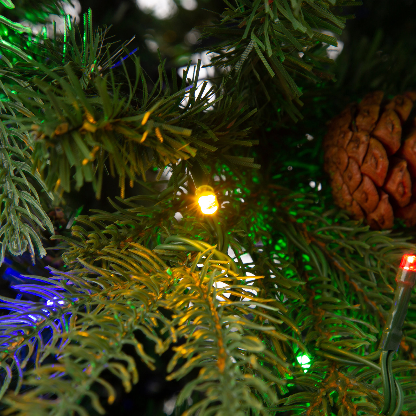 Pre-Lit Fir Artificial Christmas Tree with Multi-Color Lights, 7' H
