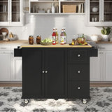 Kitchen Island with Solid Wood Top
