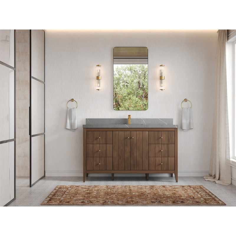 Atlanta Teak 60'' Single Bathroom Vanity with Quartz Top