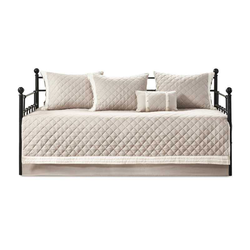 6 literies de lit de jour kaki - attrayantes, ajustement de matelas simple, matelassage à losanges, intérieur, housse lavable de 6 pièces en enveloppement, rembourrage, machine