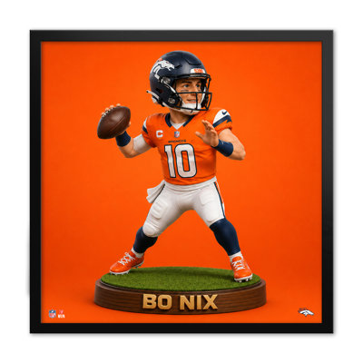 Figurine à tête oscillante encadrée NFL-PA Denver Broncos Bo Nix 10 (30,5 x 30,5 cm)