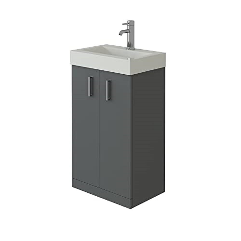 VeeBath 450mm Cloakroom Unit and basin - Anthracite Gloss