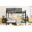 Grand lit superposé en métal pour adultes et adolescents, noir, livré avec, tablette de rangement, cadre robuste, bonne stabilité, thermolaqué noir, capacité de 350 lb / 600 lb