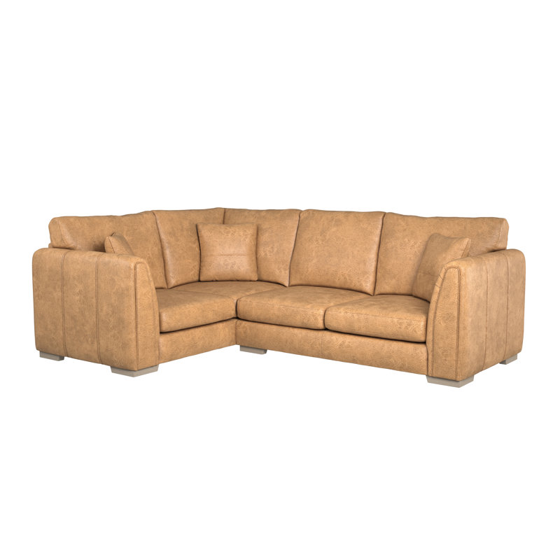 Bablu 4 Seater Faux Leather Corner Sofa , Tan, Left Hand Facing